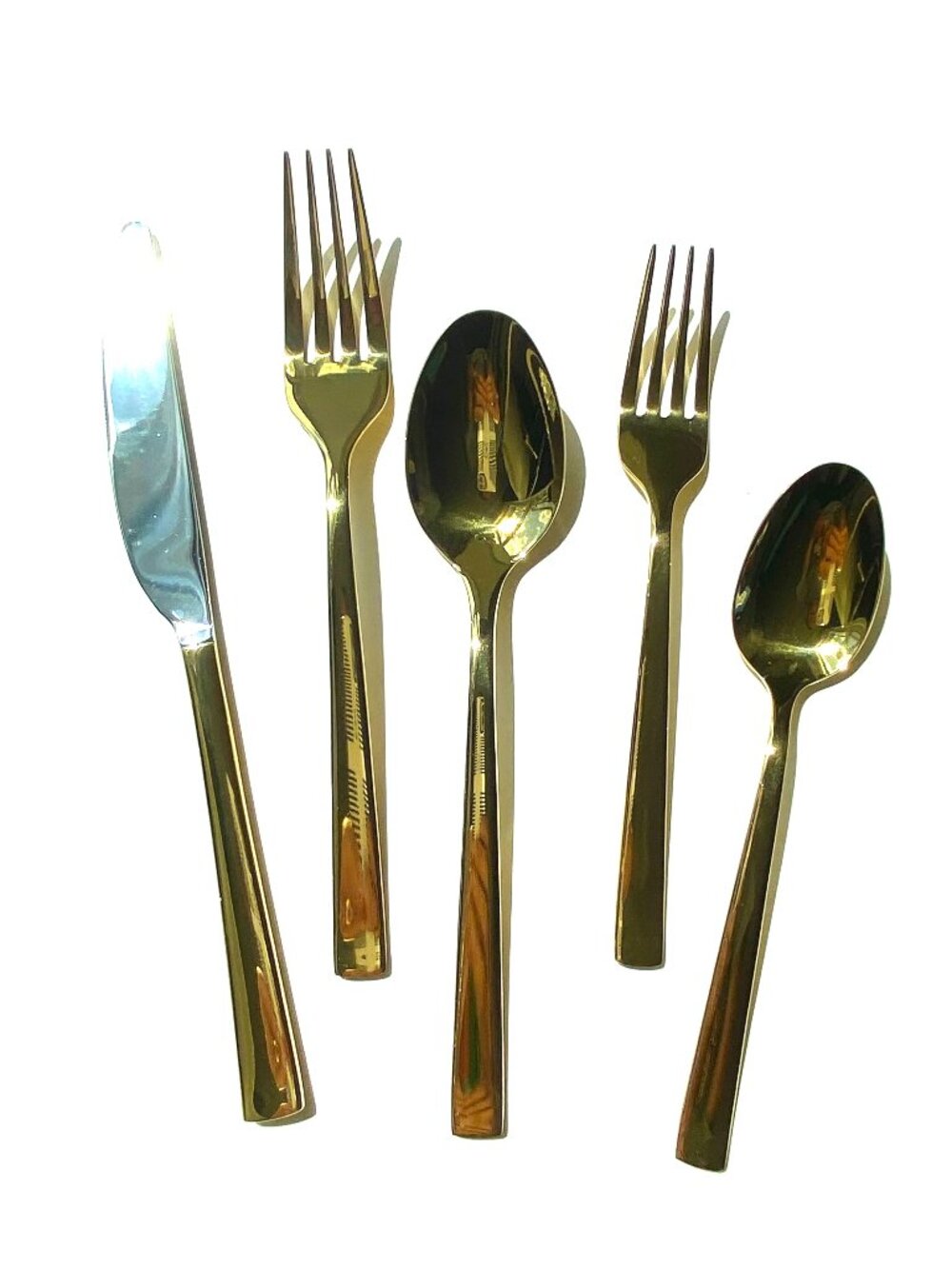 Crate&Barrel gold flatware “Ellenore” by Cambridge. 4 place settings, NIB.